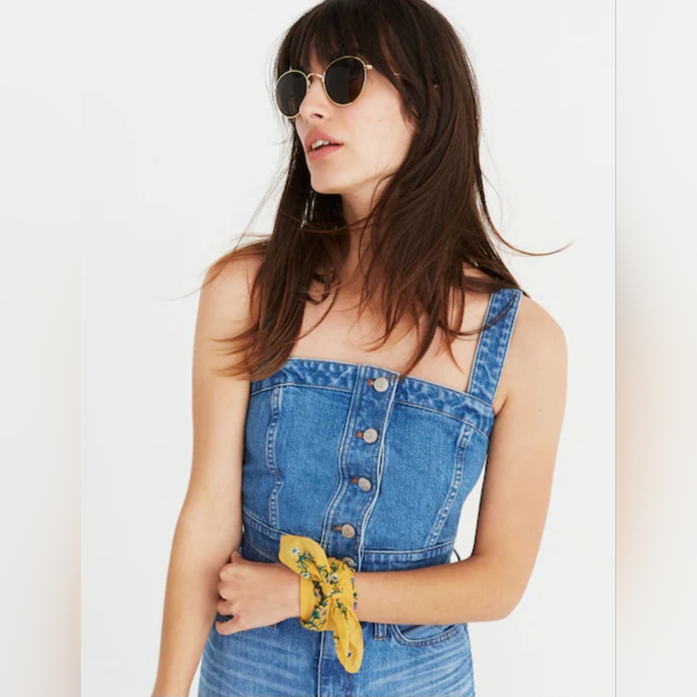 Madewell Denim Button Up Crop Top Size 0